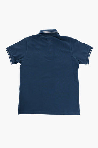 Polo 2-Bottoni in Tinta Unita con Patch Logo a Contrasto
