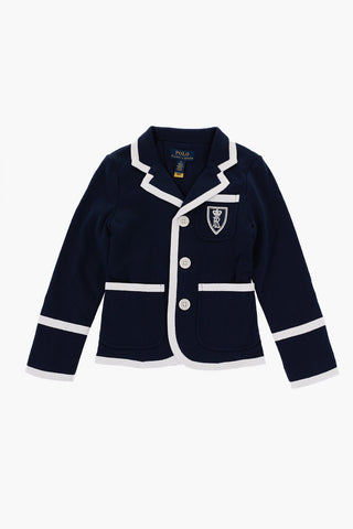 Cotton 3-Button Blazer with Contrasting Edges and Breast Pocket