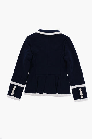 Cotton 3-Button Blazer with Contrasting Edges and Breast Pocket