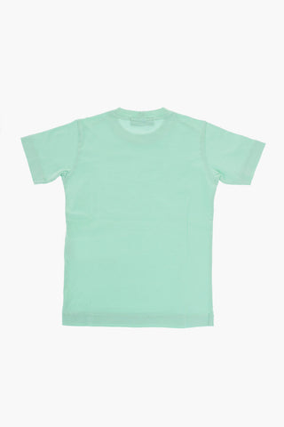 T-Shirt Girocollo in Tinta Unita con Patch Logo a Contrasto