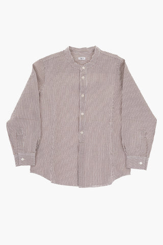 Awning Striped Shirt with Mandarin Collar