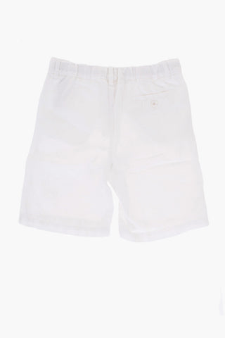 Solid Color Linen Shorts with 1-Button