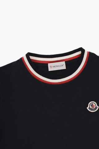 Cotton Crew-Neck T-shirt with Contrast Hem