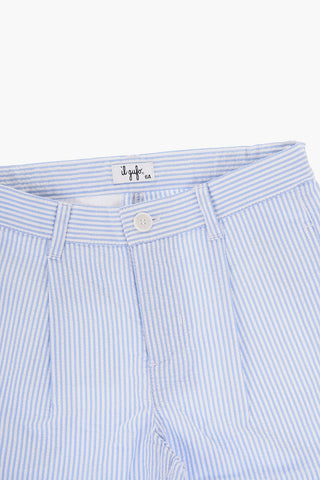 Shorts a Una Pince in Cotone a Righe Awning