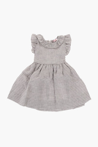 Checked Linen Dress with Bow On the Back