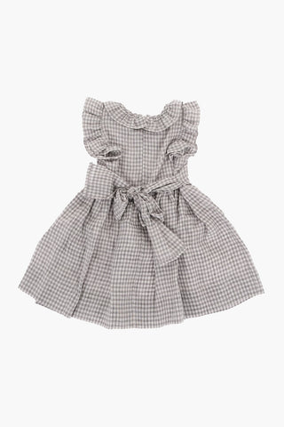 Checked Linen Dress with Bow On the Back