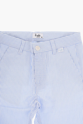 Awning Striped Cotton Pants with Belt Loops