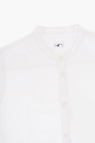 Poplin Cotton Shirt with Mandarin Collar