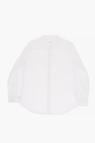 Poplin Cotton Shirt with Mandarin Collar