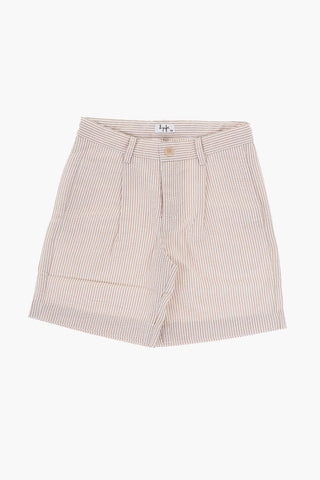 Awning Striped Cotton Single Pleat Shorts