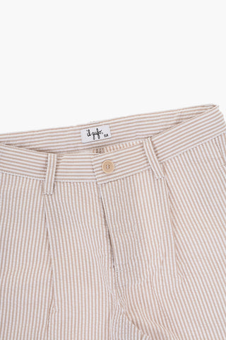 Awning Striped Cotton Single Pleat Shorts