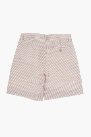 Awning Striped Cotton Single Pleat Shorts