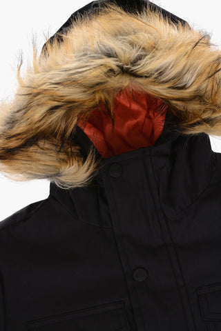 Gepolsterte Utility-Jacke mit Kunstpelz