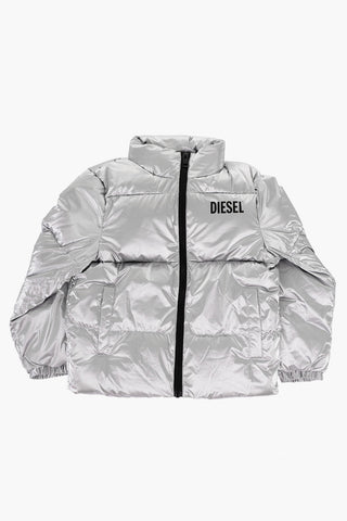 Gesteppte wattierte Jacke mit Metallic-Effekt