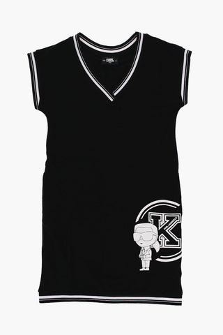 Solid Color Dress with Contrast Logo