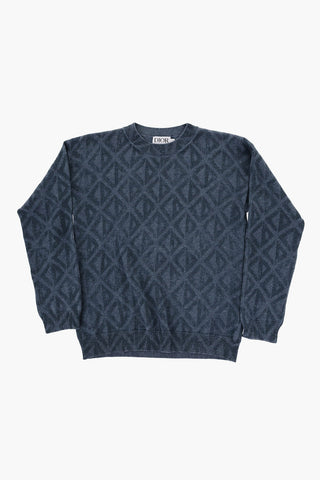 Cotton Crew-neck Sweater with Geometrical Pattern
