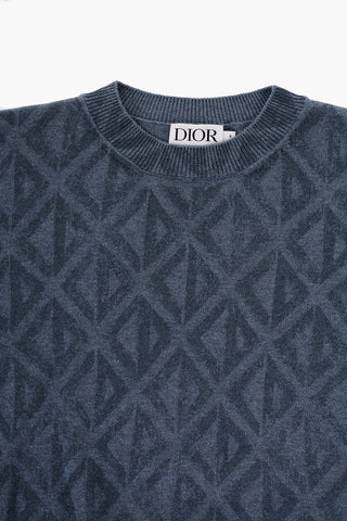 Cotton Crew-neck Sweater with Geometrical Pattern