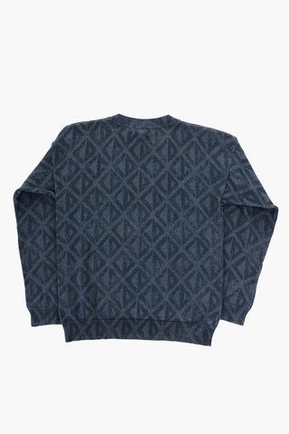 Cotton Crew-neck Sweater with Geometrical Pattern