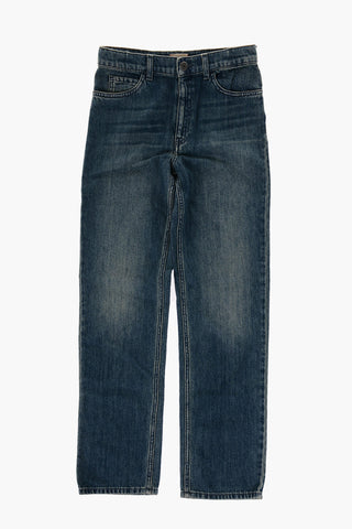 Wide Leg Jeans with Logoed Button