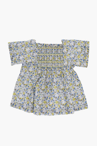 Floral-Pattern Blouse with Draping