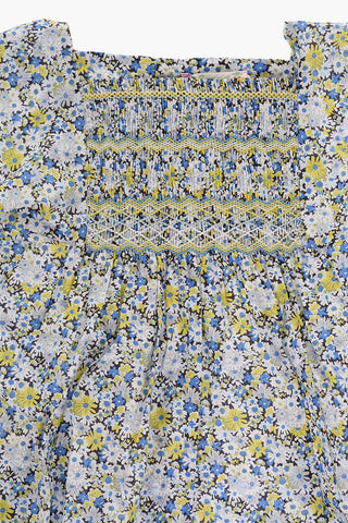 Floral-Pattern Blouse with Draping