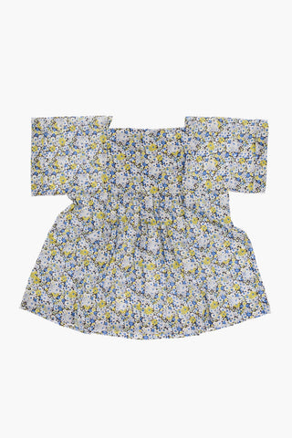 Floral-Pattern Blouse with Draping