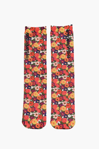 Floral-Motif Long Socks