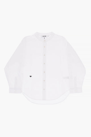 Camicia in Popeline di Cotone con Collo Coreano