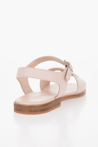 Leather Ankle Strap Sandals with Embossed monogram