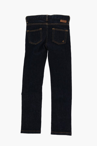 Jeans in Cotone Stretch con Cuciture a Vista