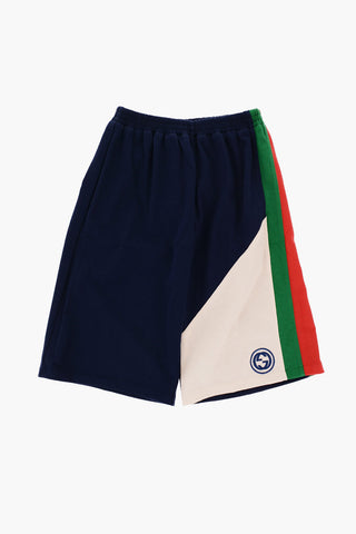 Shorts in Cotone con Bande Laterali a Contrasto