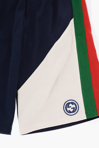 Shorts in Cotone con Bande Laterali a Contrasto