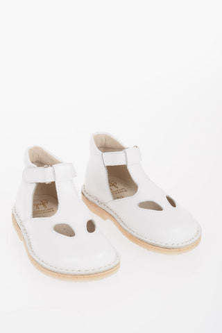 Leather T-Strap Sandals with Cut-Out Details