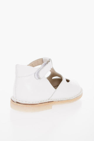 Leather T-Strap Sandals with Cut-Out Details