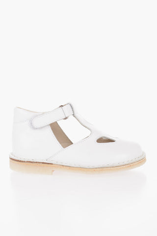Leather T-Strap Sandals with Cut-Out Details
