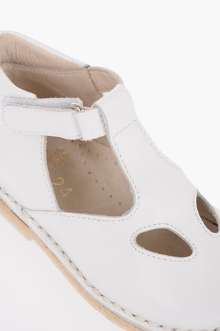 Leather T-Strap Sandals with Cut-Out Details