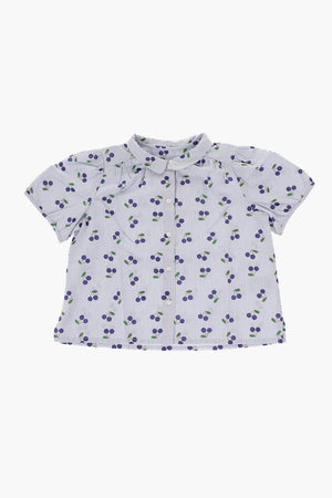 스트라이프 블라우스 Awning 올오버 체리 프린트