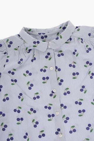 스트라이프 블라우스 Awning 올오버 체리 프린트