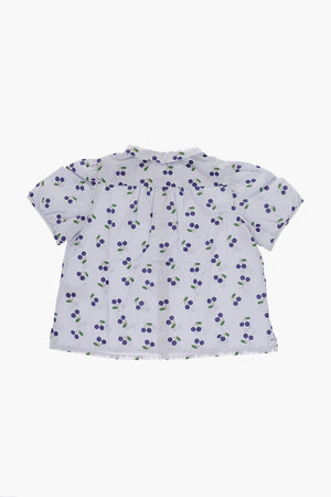 스트라이프 블라우스 Awning 올오버 체리 프린트