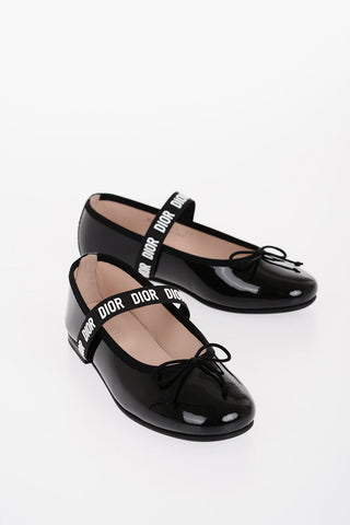 Patent Leather Mary Jane Ballet Flats with Logoed Band