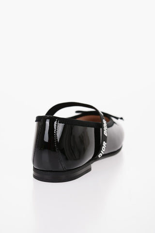 Patent Leather Mary Jane Ballet Flats with Logoed Band