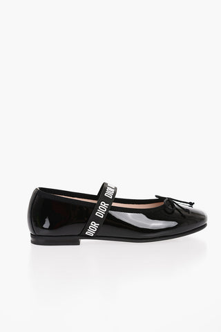 Patent Leather Mary Jane Ballet Flats with Logoed Band