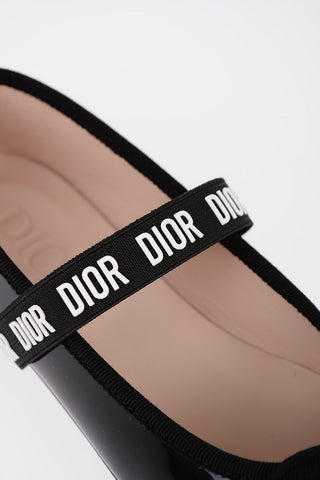 Patent Leather Mary Jane Ballet Flats with Logoed Band
