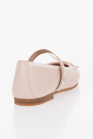 Leather Mary Jane Ballet Flats with Logoed Band