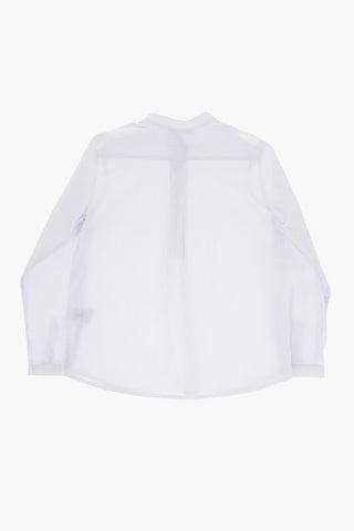 Poplin Cotton Striped Shirt with Mandarin Collar