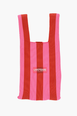 Two-Tone Striped Knitted Tote Bag