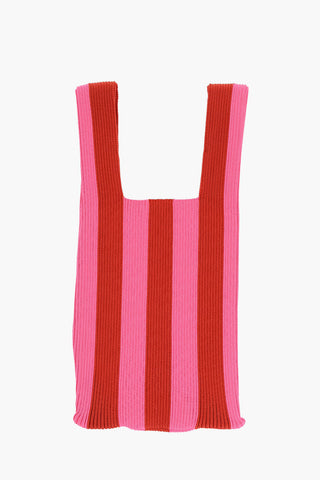 Two-Tone Striped Knitted Tote Bag