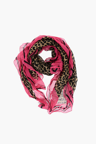 Animal Patterned Foulard with Contrasting Edge