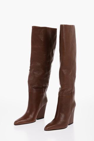 Solid Color Leather JANE Boots with Heel 10,5cm