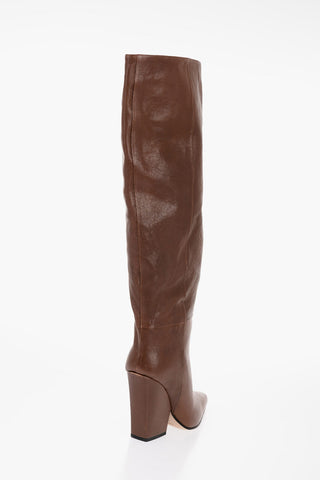 Solid Color Leather JANE Boots with Heel 10,5cm